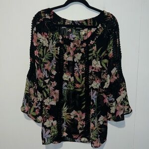 Relativity Women’s Floral Sheer Blouse RR6